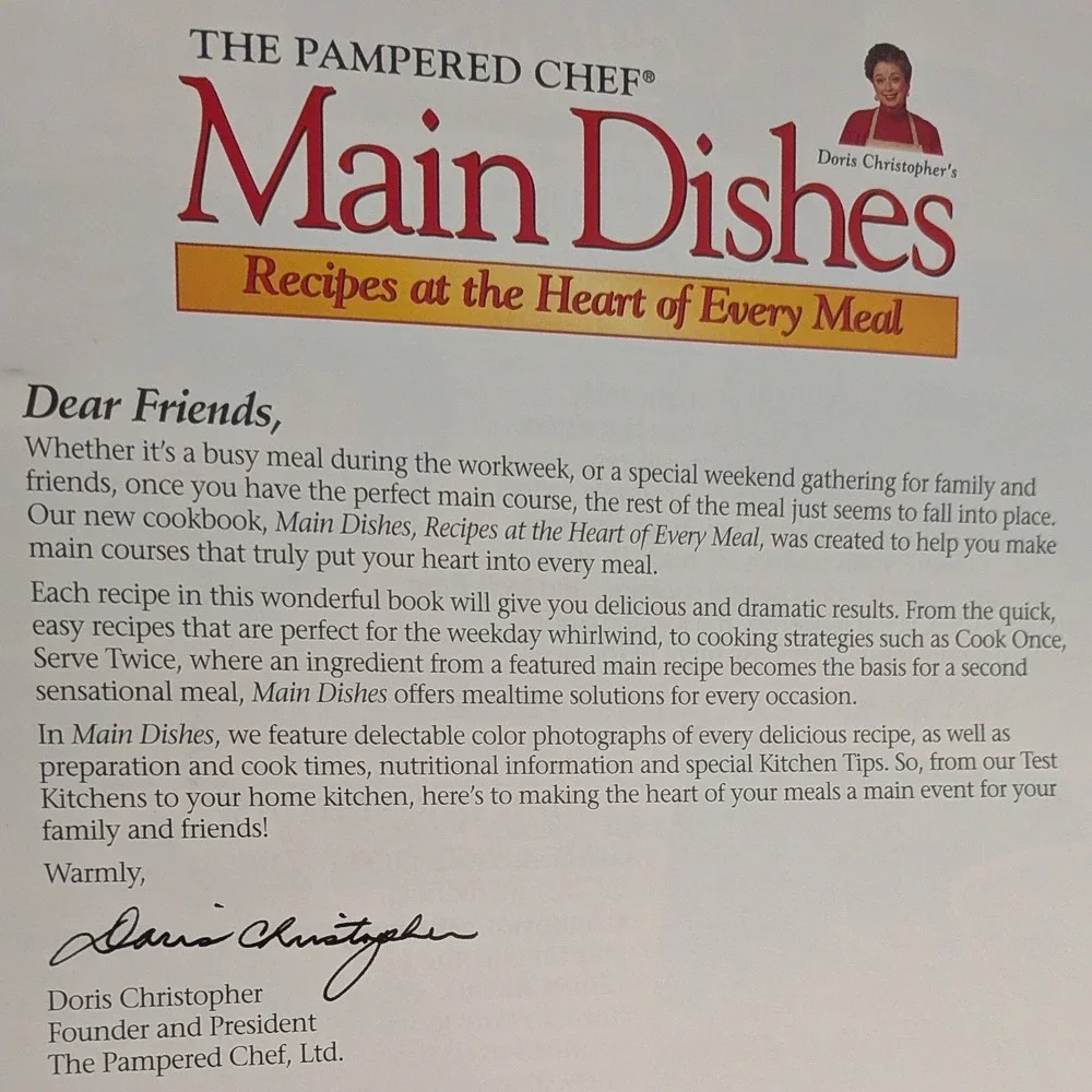 The Pampered Chef Main Dishes Cookbook Doris Christopher Spiral Bound 2000‎ Vtg